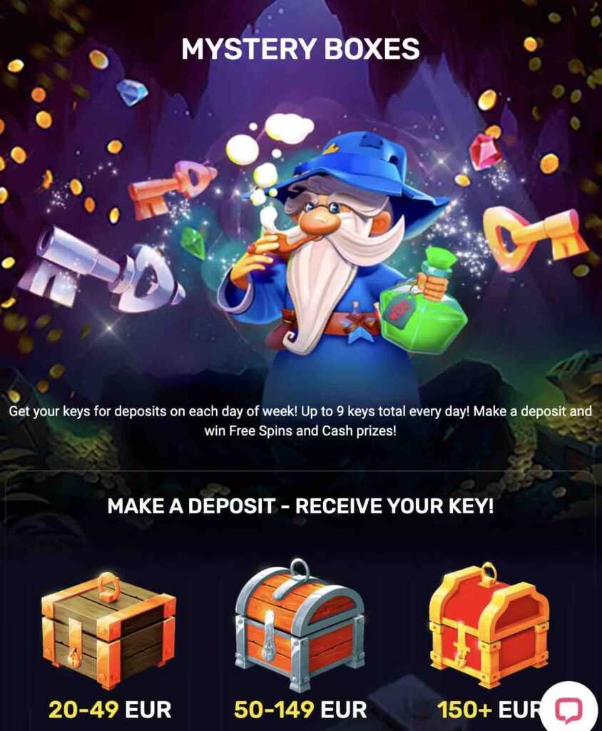 Exclusive reward program Mystery Treasures from Woo Casino.