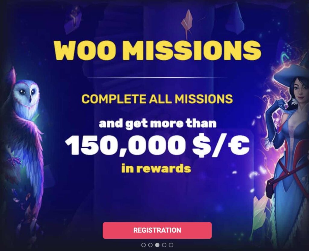 Special VIP program on Woo Casino Woo Missions.