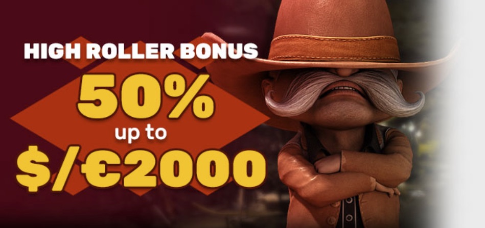 High roller bonus in PlayAmo - 50% up to €/$ 2,000