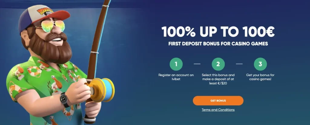 First Deposit Bonus 100% up to €/$100 and 120 Free Spins on Ivibet Casino